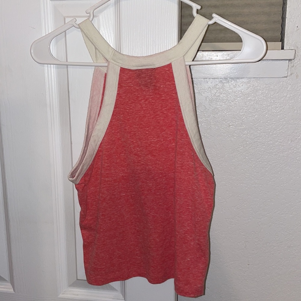 White and pink halter tank